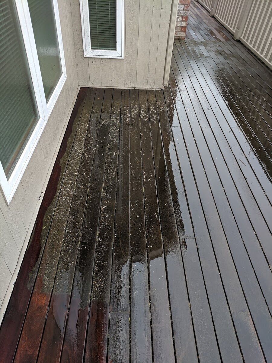 Deck surface being pressure washed at a Las Vegas home
