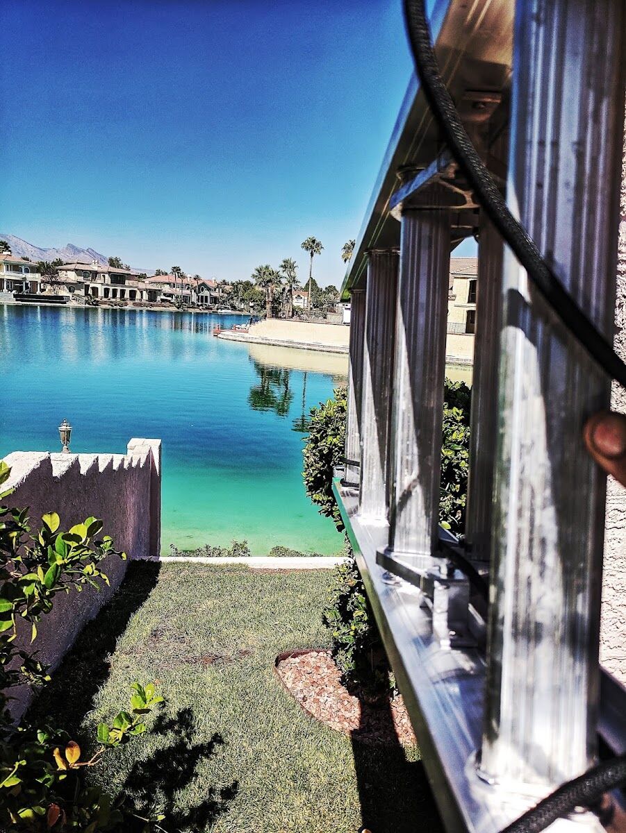 Freshly cleaned picture window looking out over the water